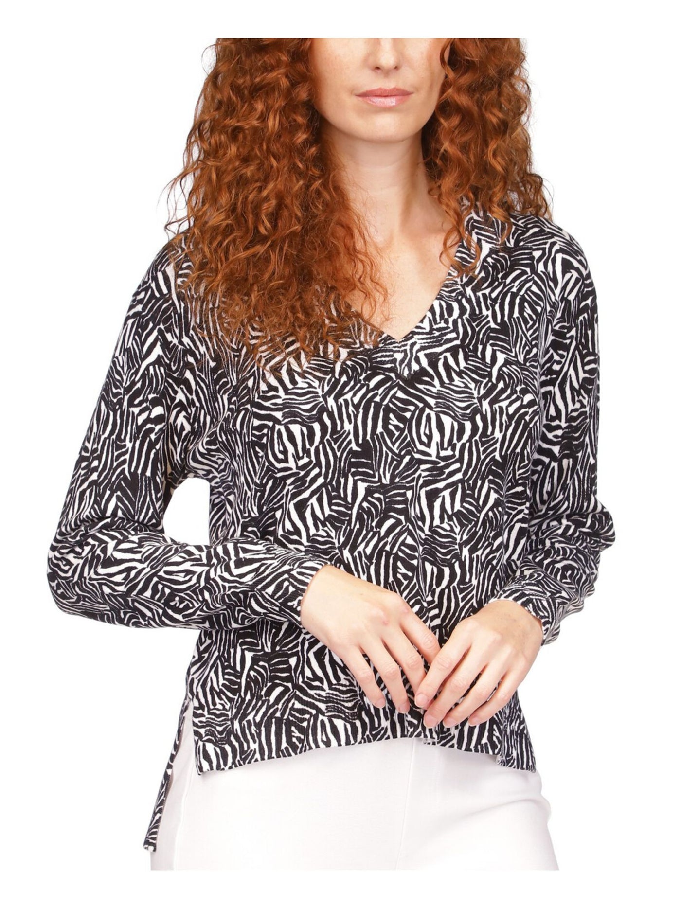 MICHAEL MICHAEL KORS Womens Black Long Sleeve V Neck Sweater XL