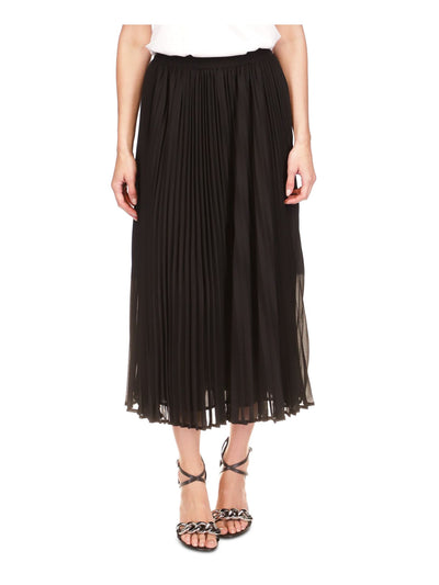 MICHAEL MICHAEL KORS Womens Black Lined Elastic Waist Pull-on Midi Wear To Work Pleated Skirt S