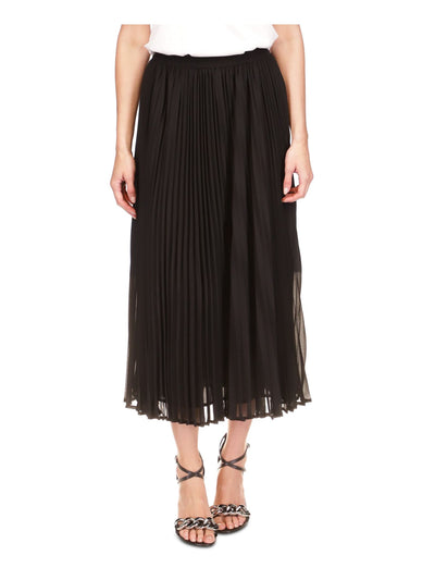 MICHAEL MICHAEL KORS Womens Black Lined Elastic Waist Pull-on Midi Wear To Work Pleated Skirt L