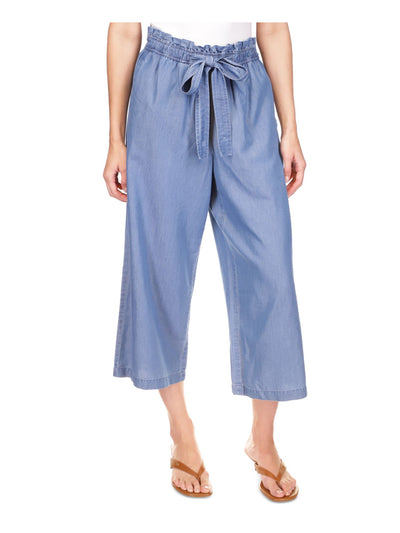 MICHAEL MICHAEL KORS Womens Blue Pocketed Paper Bag Elastic Waist Wide Leg Pants M