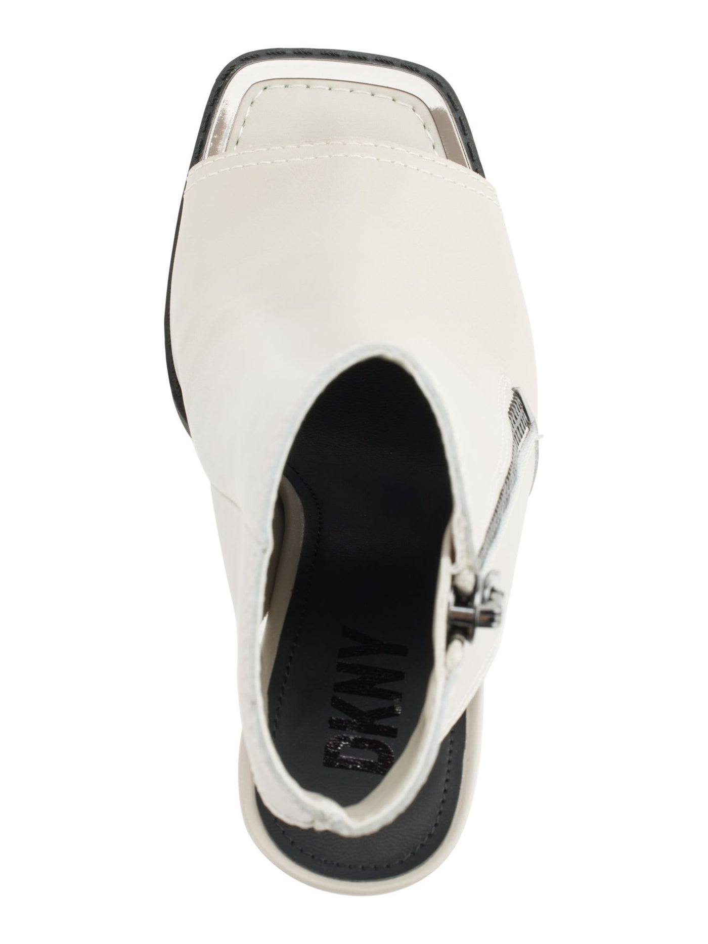 DKNY Womens Beige Cut Out Heel Padded Malia Square Toe Block Heel Zip-Up Leather Dress Shootie 6.5