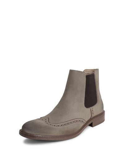 REACTION KENNETH COLE Mens Beige Perforated Comfort Knock Wingtip Toe Block Heel Chelsea 10.5 M