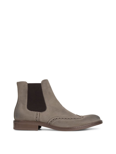 REACTION KENNETH COLE Mens Beige Perforated Comfort Knock Wingtip Toe Block Heel Chelsea 9 M