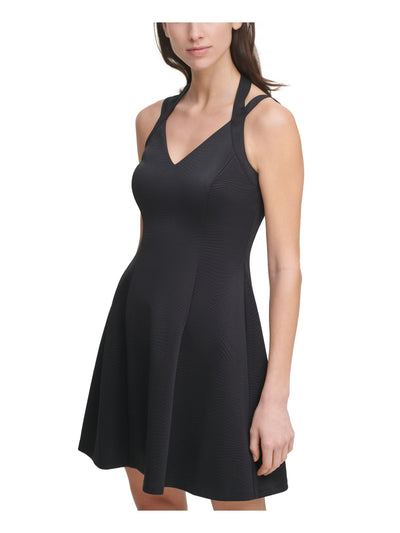 GUESS Womens Black Zippered Lined Sleeveless Halter Short Fit + Flare Dress 16
