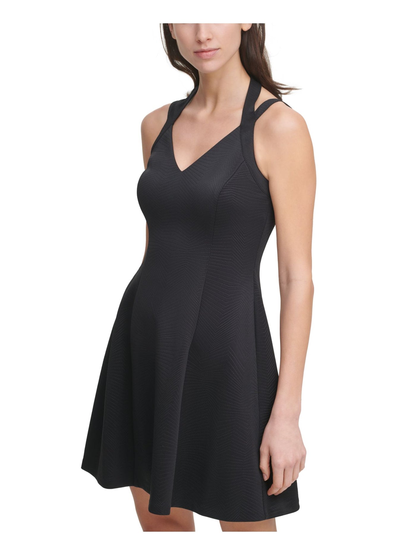 GUESS Womens Black Zippered Lined Sleeveless Halter Short Fit + Flare Dress 6