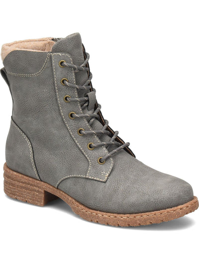 BOC Womens Gray Lace Up Back Pull-Tab Cushioned Claudia Round Toe Block Heel Zip-Up Booties 9 M
