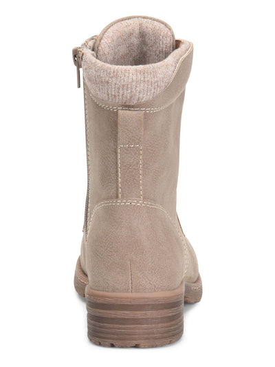 BOC Womens Beige Lace-Up Back Pull-Tab Cushioned Claudia Round Toe Stacked Heel Zip-Up Booties 10 M