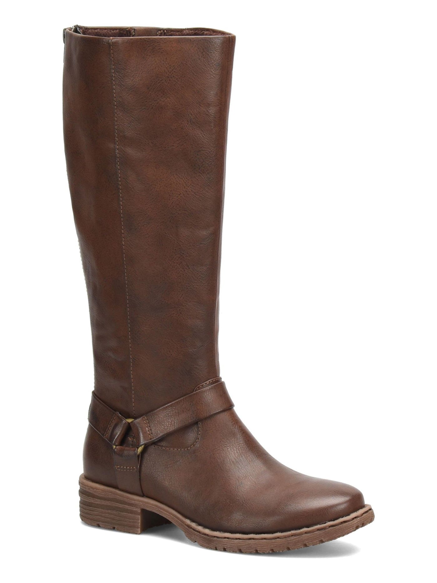 BOC Womens Brown Padded Buckle Accent Goring Chesney Round Toe Block Heel Zip-Up Riding Boot 7 M