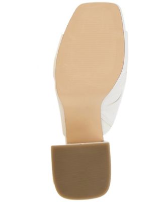 KENNETH COLE NEW YORK Womens White 1" Platform Goring Ruched Padded Anika Square Toe Sculpted Heel Slip On Heeled Mules Shoes M