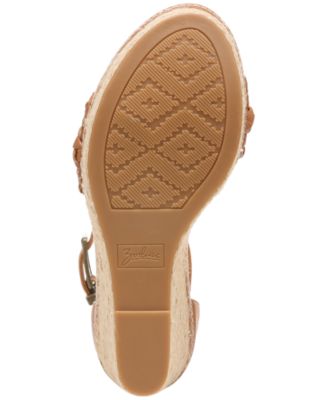 ZODIAC Womens Brown 1-1/2" Platformbuckled Ankle Strap Woven Cushioned Sabeen Round Toe Wedge Zip-Up Espadrille Shoes M