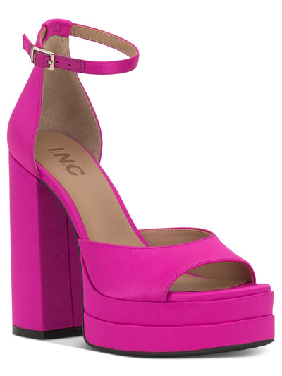 INC Womens Pink 1-1/2" Platform Ankle Strap Cushioned Arya Square Toe Block Heel Buckle Heeled Sandal 9.5 M