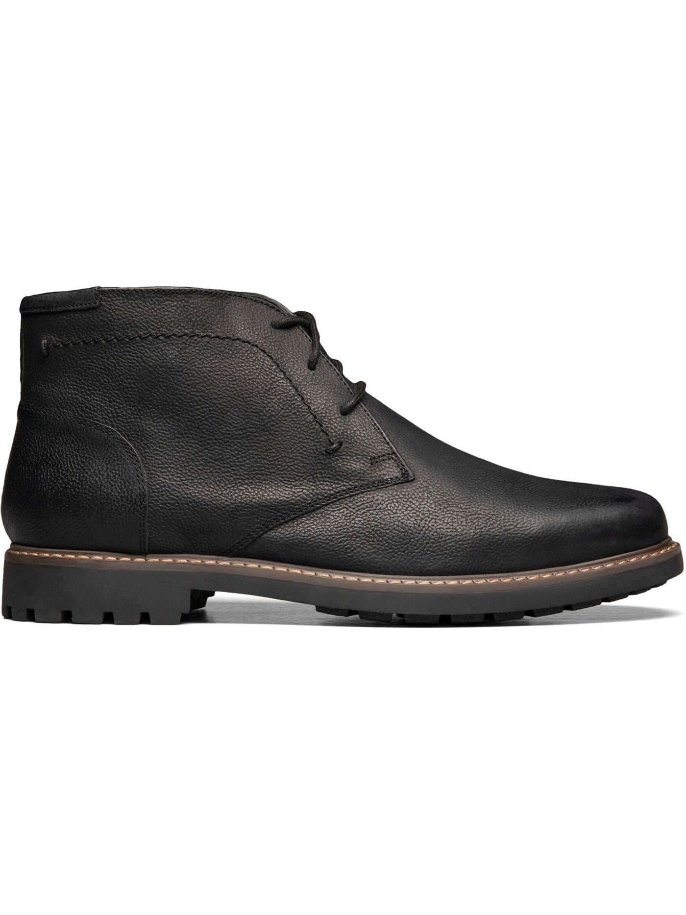 FLORSHEIM Mens Black Lug Sole Removable Insole Field Round Toe Block Heel Lace-Up Leather Chukka Boots 8 M
