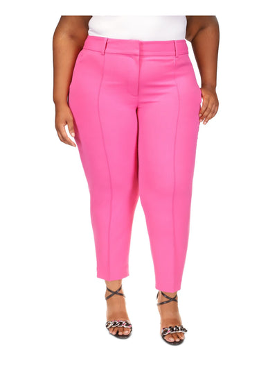 MICHAEL MICHAEL KORS Womens Pink Zippered Pocketed Slim Ankle Wear To Work High Waist Pants Plus 20W