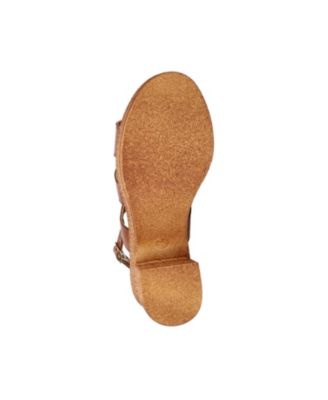 BELLA VITA Womens Brown Burnished 1" Platform Cut Out Padded Pri-italy Open Toe Platform Buckle Leather Slingback Sandal W