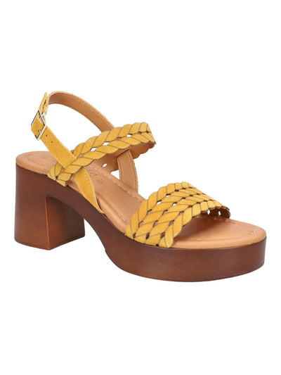 BELLA VITA Womens Yellow 1" Platform Padded Ankle Strap Jud-italy Open Toe Block Heel Buckle Leather Heeled Sandal 10 W