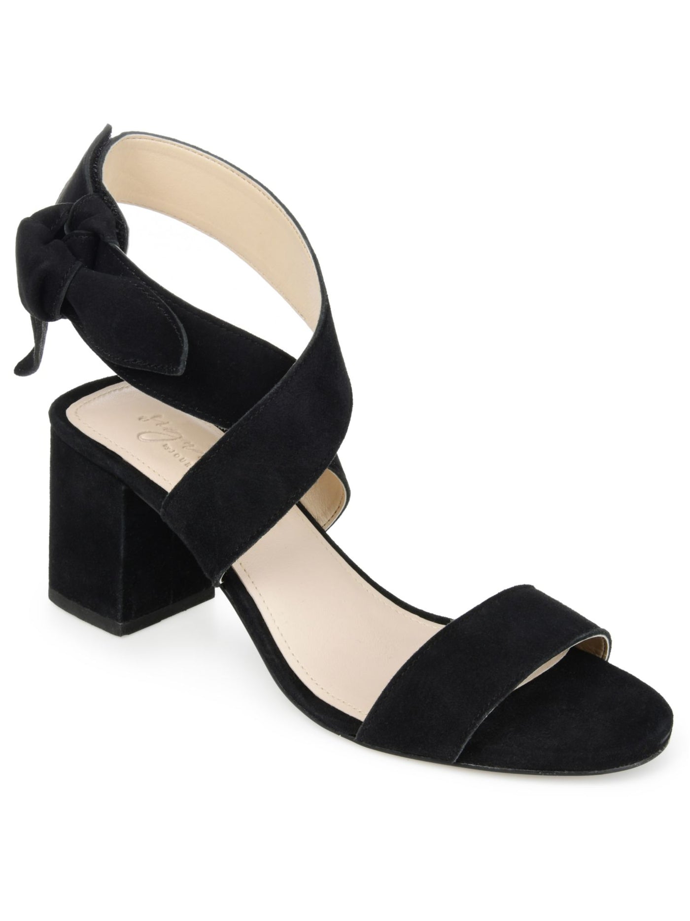 JOURNEE SIGNATURE Womens Black Cushioned Hether Open Toe Block Heel Leather Dress Heeled Sandal 8.5
