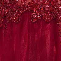 BLONDIE NITES Womens Maroon Sequined Zippered Lined Sleeveless V Neck Full-Length Prom Gown Dress