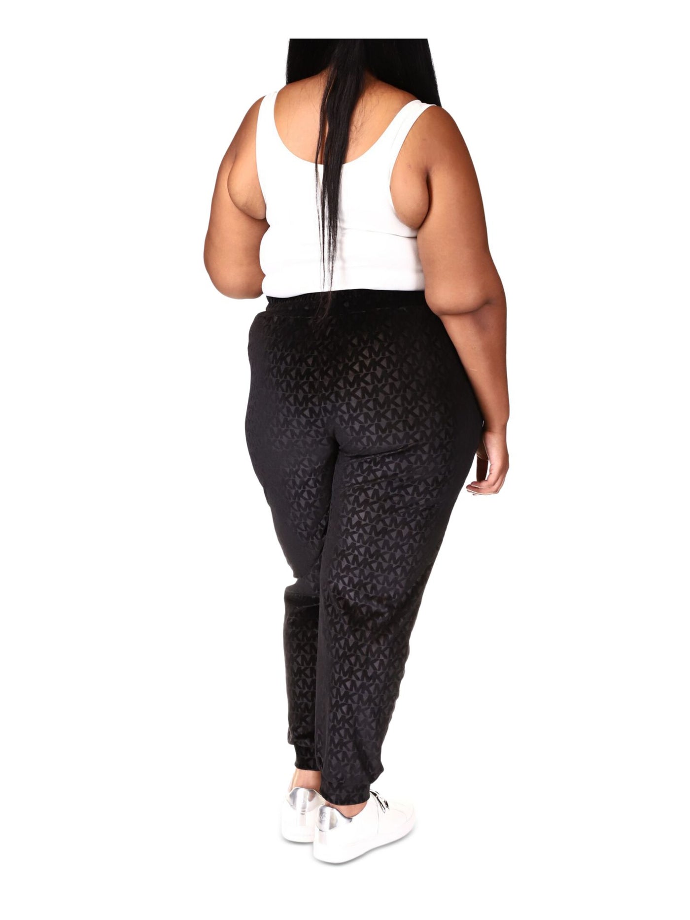 MICHAEL MICHAEL KORS Womens Black Pocketed Unlined Drawstring Elastic Waist Pull On Logo Graphic Joggers Pants Plus 2X