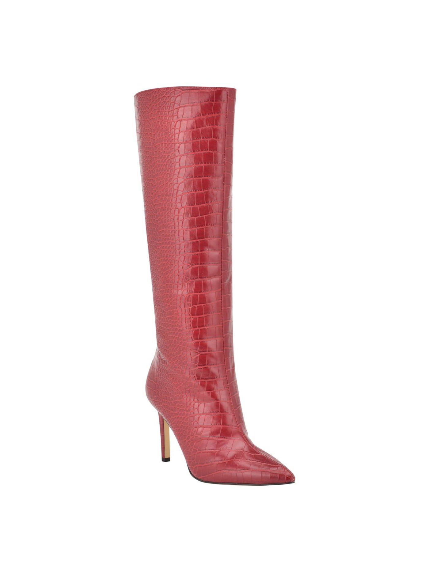 GUESS Womens Red Snakeskin Padded Dayton Pointy Toe Stiletto Dress Boots 7.5 M