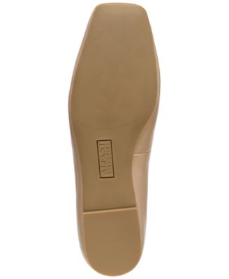 ALFANI Womens Beige Flexible Sole Padded Metallic Neptoon Square Toe Block Heel Slip On Flats Shoes M