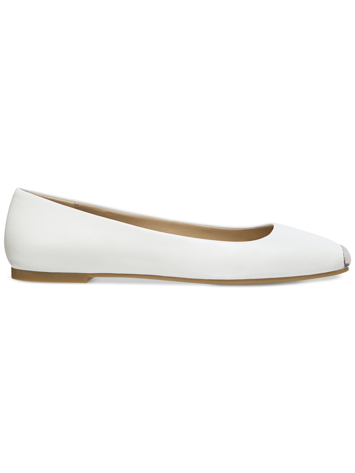 ALFANI Womens White Flexible Sole Padded Metallic Neptoon Square Toe Slip On Flats Shoes 6.5 M
