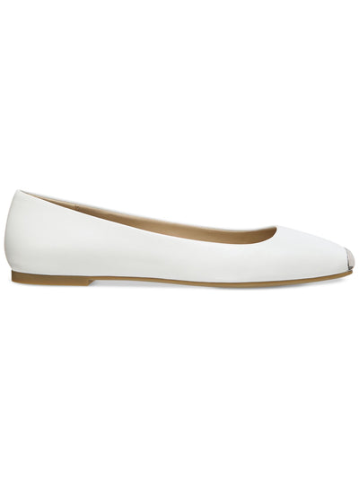ALFANI Womens White Flexible Sole Padded Metallic Neptoon Square Toe Slip On Flats Shoes 6.5 M