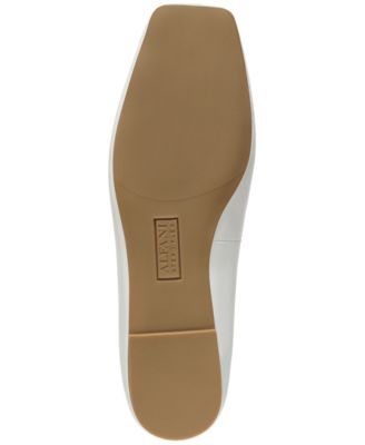 ALFANI Womens White Flexible Sole Padded Metallic Neptoon Square Toe Slip On Flats Shoes M