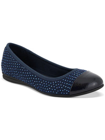 KAREN SCOTT Womens Blue Mixed Media Rhinestone Padded Ambree Round Toe Slip On Flats Shoes 5 M
