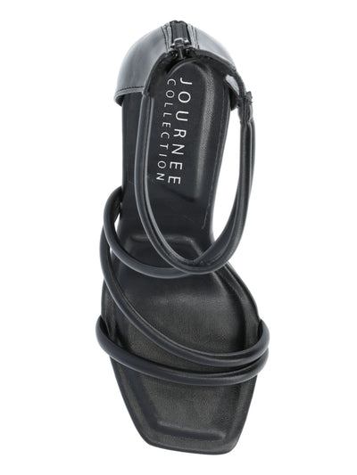 JOURNEE COLLECTION Womens Black Cushioned Goring Strappy Goring Strappy Marza Open Toe Stiletto Zip-Up Dress Heeled Sandal 9 M