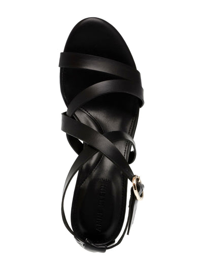 ANNE KLEIN Womens Black Strappy Padded Rowen Round Toe Block Heel Buckle Dress Heeled Sandal 11 M