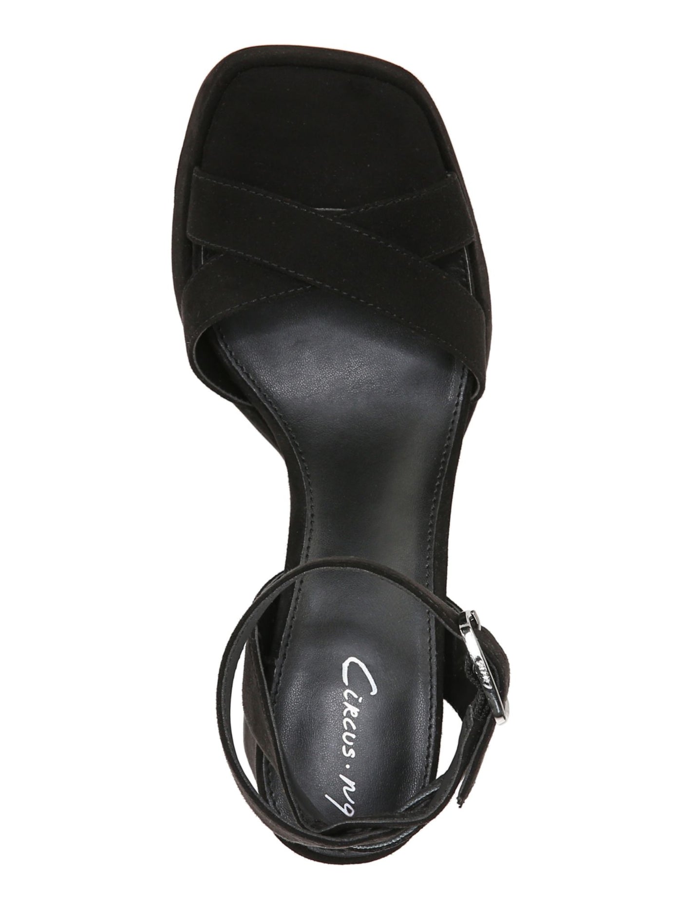 CIRCUS BY SAM EDELMAN Womens Black Ankle Strap Kaitlyn Square Toe Flare Buckle Heeled Sandal 8 M