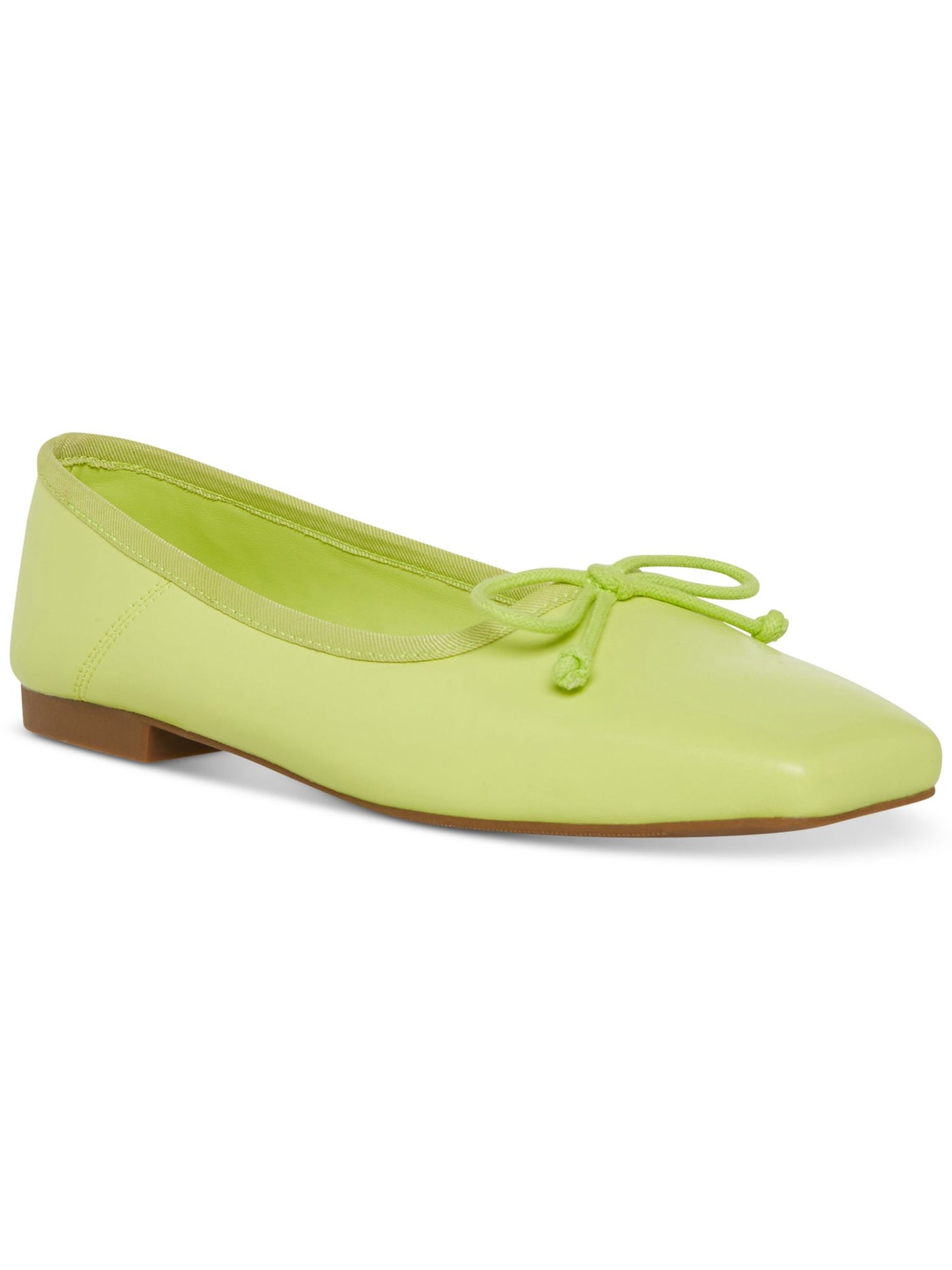 MADDEN GIRL Womens Green Snip Toe Bow Accent Padded Vineyard Square Toe Slip On Ballet Flats 7 M