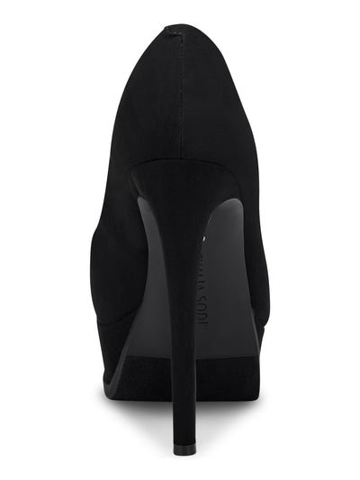 THALIA SODI Womens Black 1-1/2" Platform Padded Stasia Almond Toe Stiletto Slip On Dress Pumps Shoes 8 M