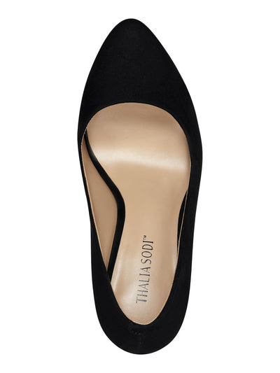 THALIA SODI Womens Black 1-1/2" Platform Padded Stasia Almond Toe Stiletto Slip On Dress Pumps Shoes 8.5 M