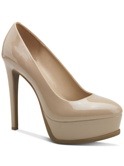 THALIA SODI Womens Beige 1-1/2" Platform Padded Stasia Almond Toe Stiletto Slip On Dress Pumps Shoes 5.5 M
