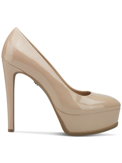 THALIA SODI Womens Beige 1-1/2" Platform Padded Stasia Almond Toe Stiletto Slip On Dress Pumps Shoes 9 M