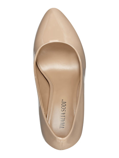 THALIA SODI Womens Beige 1-1/2" Platform Padded Stasia Almond Toe Stiletto Slip On Dress Pumps Shoes 8 M
