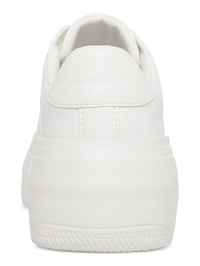 STEVE MADDEN Womens White 1-1/2" Platform Perforated Padded Perrin Round Toe Platform Lace-Up Sneakers Shoes 10 M