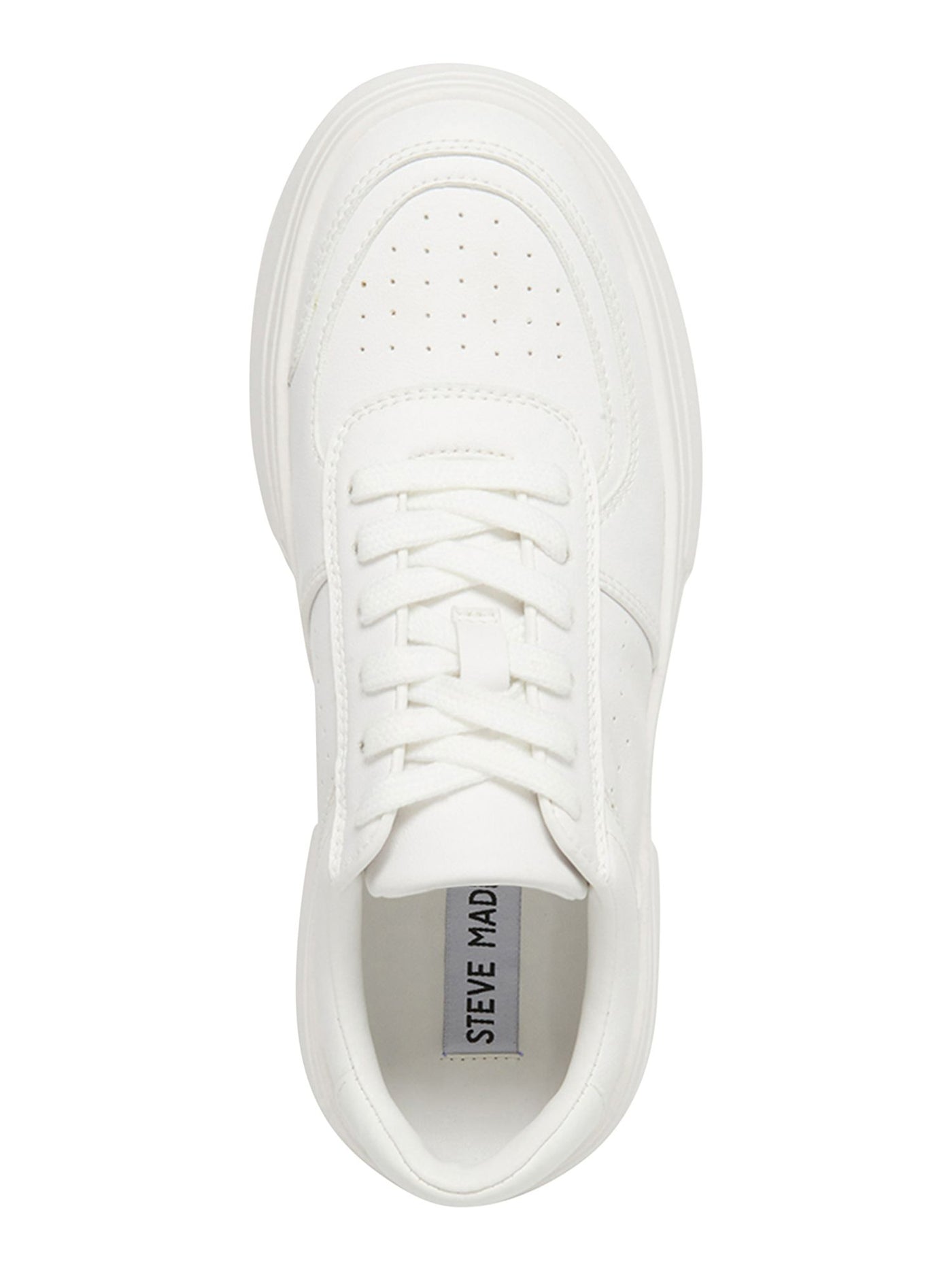 STEVE MADDEN Womens White 1-1/2" Platform Perforated Padded Perrin Round Toe Platform Lace-Up Sneakers Shoes 10 M