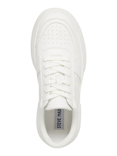 STEVE MADDEN Womens White 1-1/2" Platform Perforated Padded Perrin Round Toe Platform Lace-Up Sneakers Shoes 10 M
