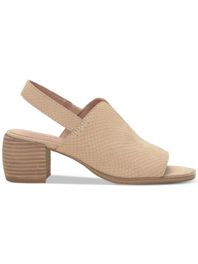 LUCKY BRAND Womens Beige V-Notch Detail At Vamp Goring Padded Jaila Round Toe Stacked Heel Slip On Leather Slingback 8 M