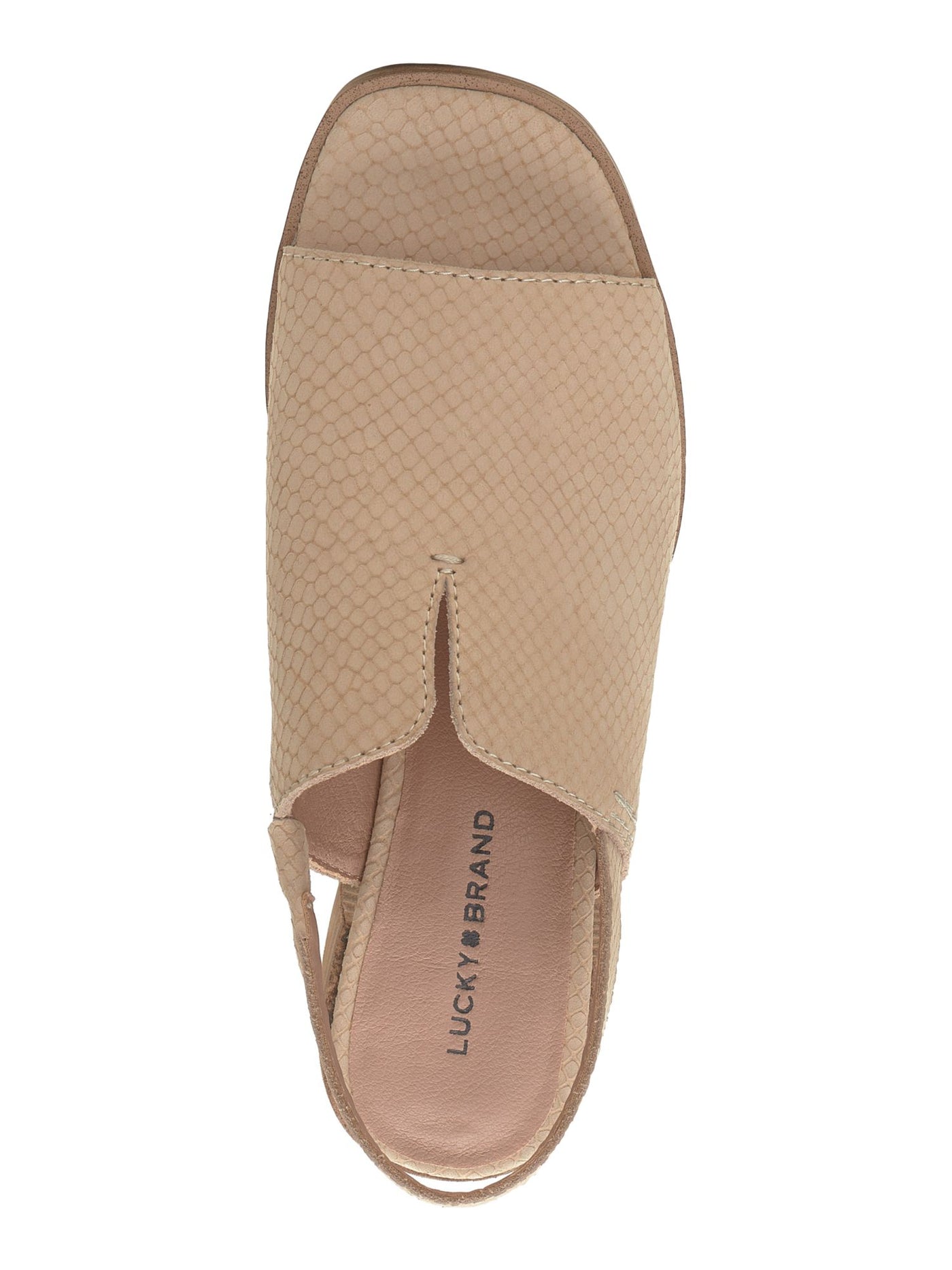 LUCKY BRAND Womens Beige V-Notch Detail At Vamp Goring Padded Jaila Round Toe Stacked Heel Slip On Leather Slingback 11 M