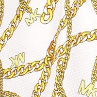 MICHAEL MICHAEL KORS Womens White Zippered Cutout Ring Detail Curved Hem Printed Cap Sleeve V Neck Top