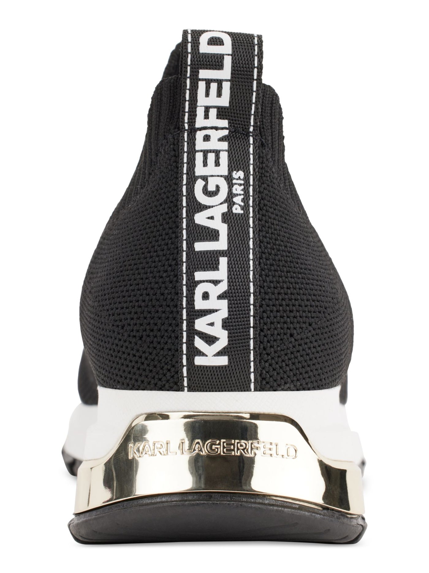 KARL LAGERFELD PARIS Womens Black Knit 1" Platform Back Pull-Tab Embroidered Padded Mirren Almond Toe Wedge Slip On Sneakers Shoes 6 M