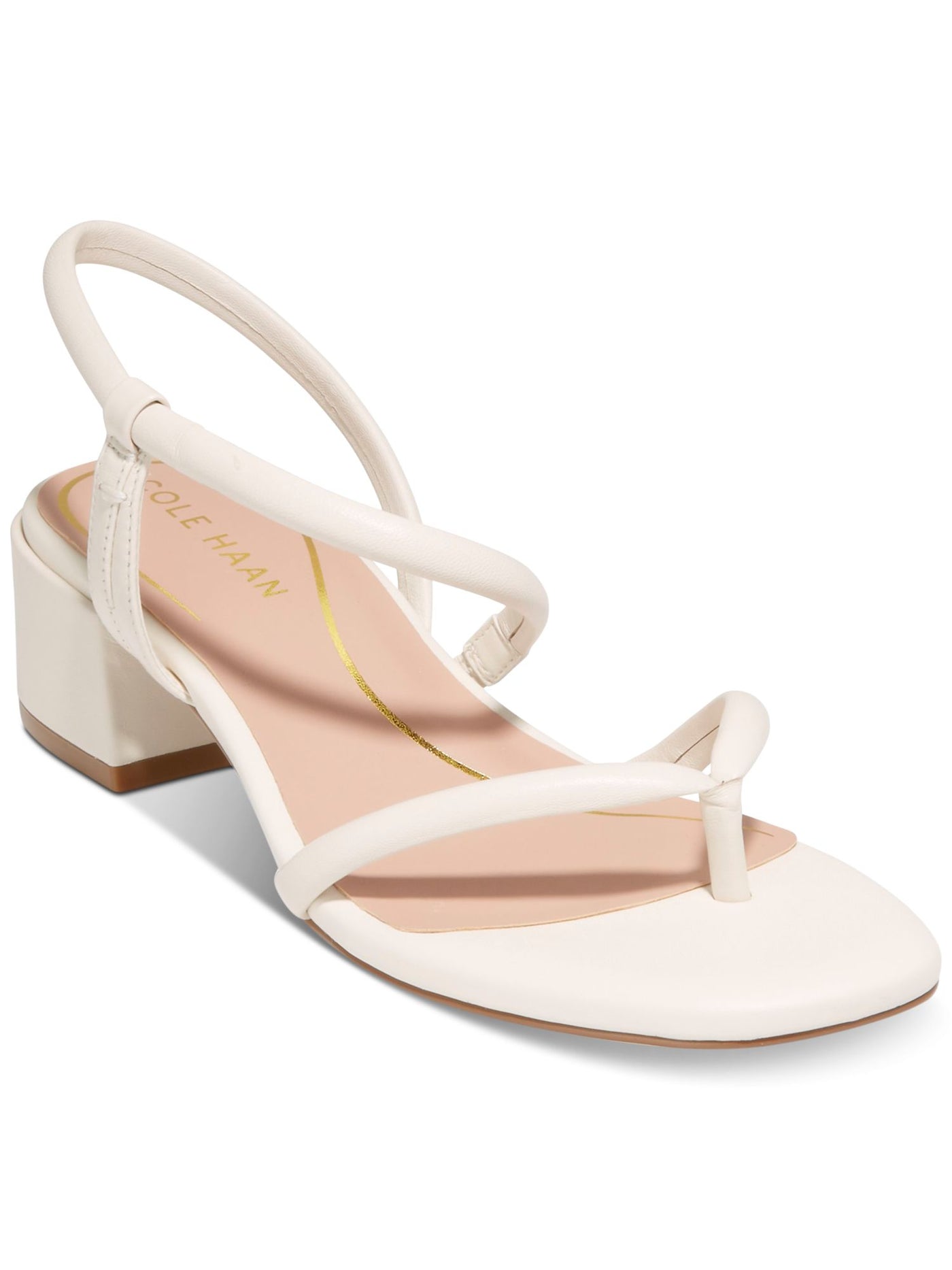 COLE HAAN Womens Ivory Cushioned Arch Support Asymmetrical Calli Round Toe Flare Slip On Leather Dress Thong Sandals Shoes 9 B