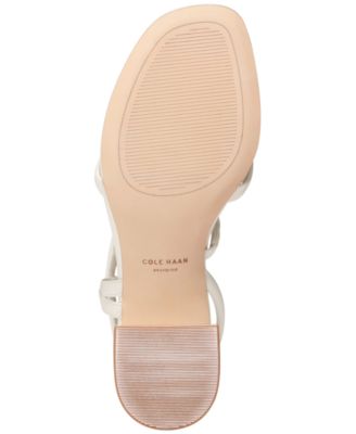COLE HAAN Womens Ivory Cushioned Arch Support Asymmetrical Calli Round Toe Flare Slip On Leather Dress Thong Sandals Shoes B