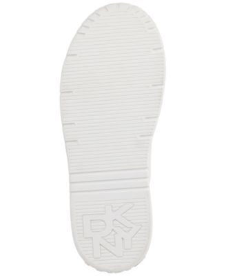 DKNY Womens White Zipper Logo Hardware Logo At Heel Padded Matti Round Toe Platform Lace-Up Leather Sneakers Shoes M