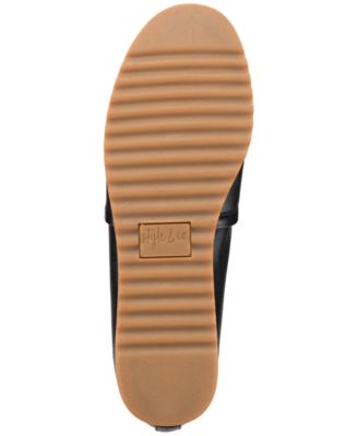 STYLE & COMPANY Womens Black Heel Pull-Tab Goring Cushioned Nolaa Round Toe Slip On Loafers Shoes M