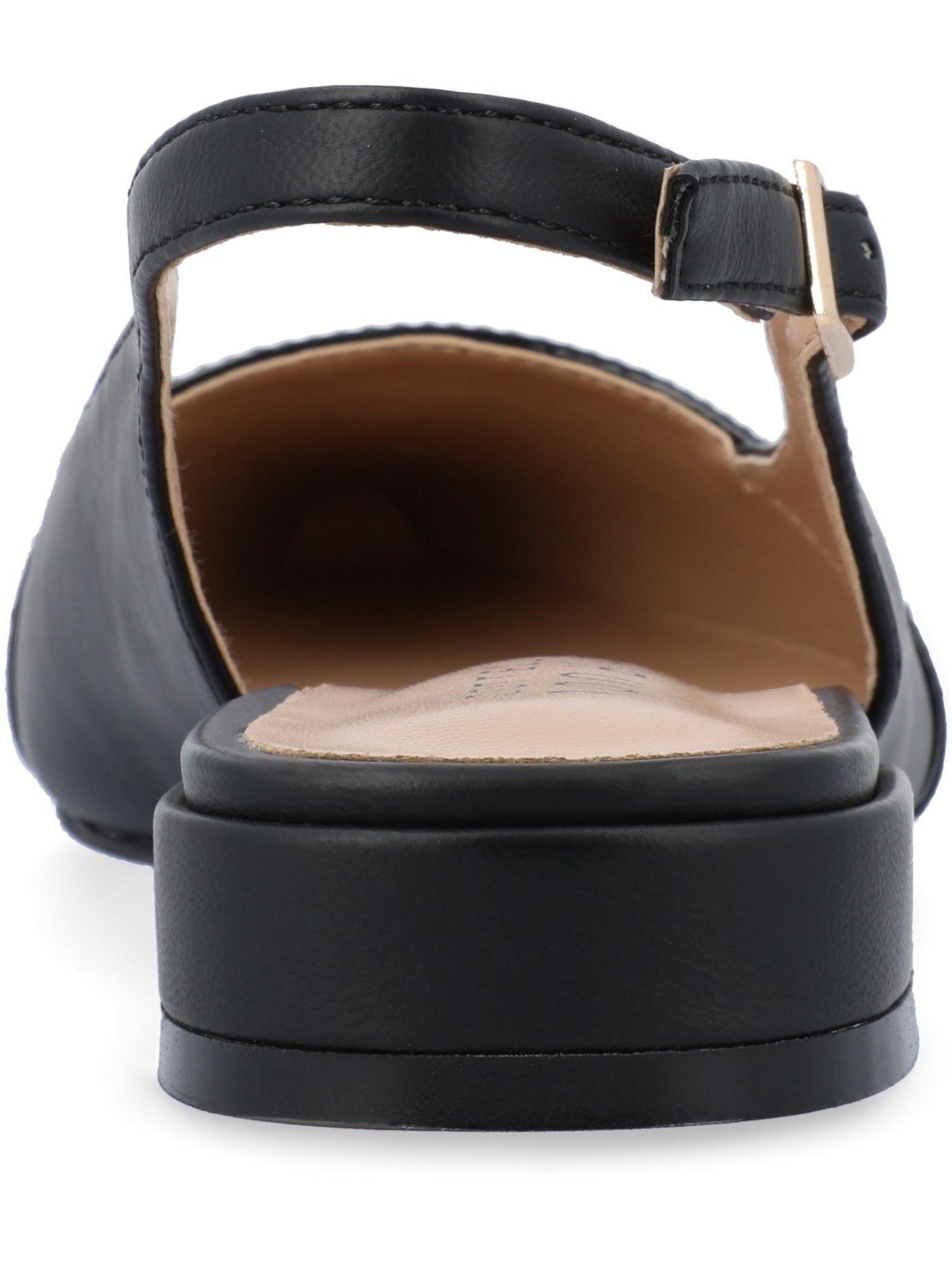 JOURNEE COLLECTION Womens Black Mixed Media Padded Bertie Pointed Toe Block Heel Buckle Slingback 9