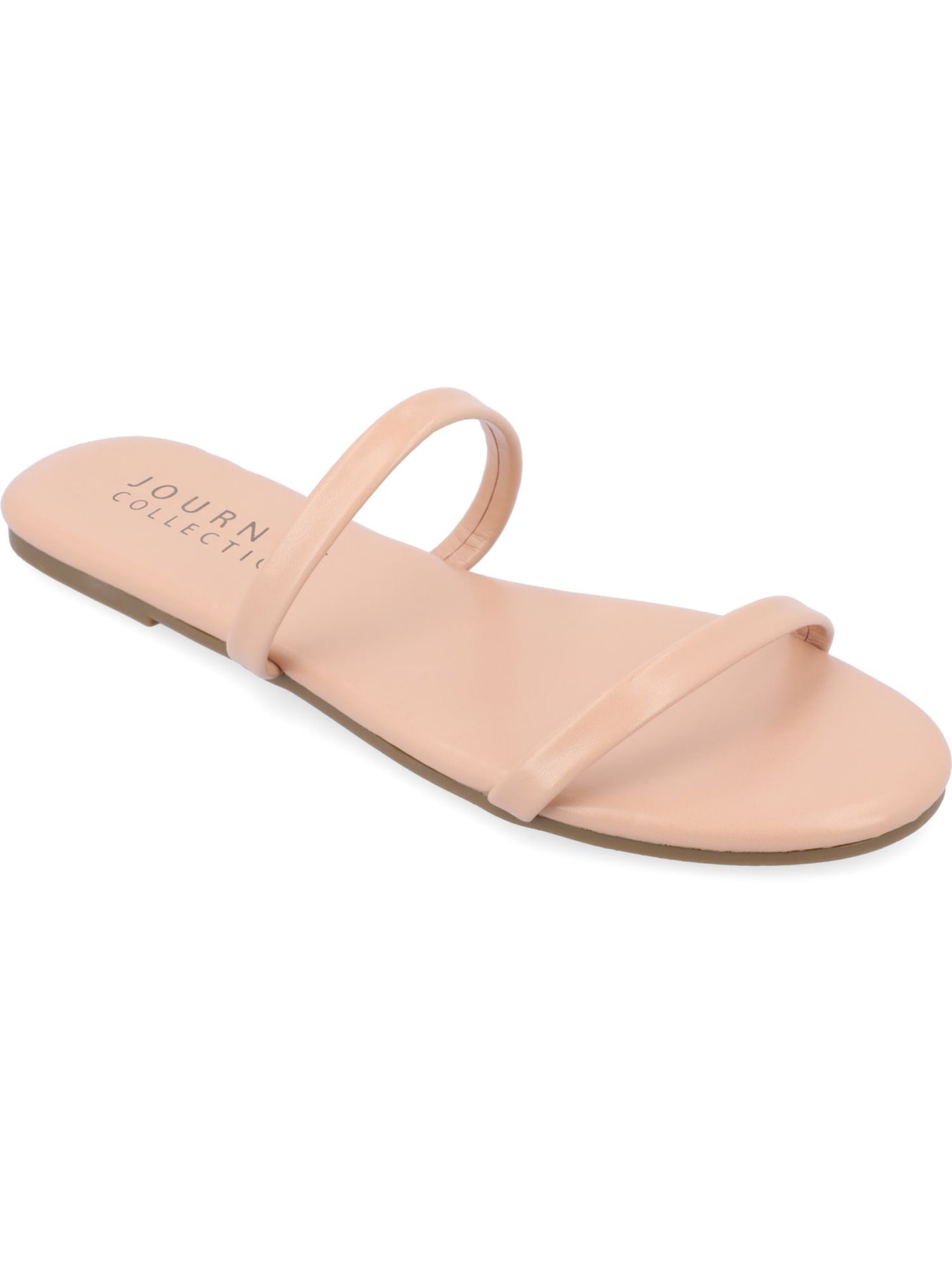 JOURNEE COLLECTION Womens Pink Cushioned Strappy Adyrae Round Toe Slip On Slide Sandals Shoes 10